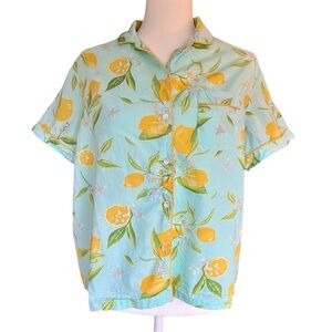 Lemon Fruit Top Size Large Crafted By Mahogany Novelty Print Summer Vintage
